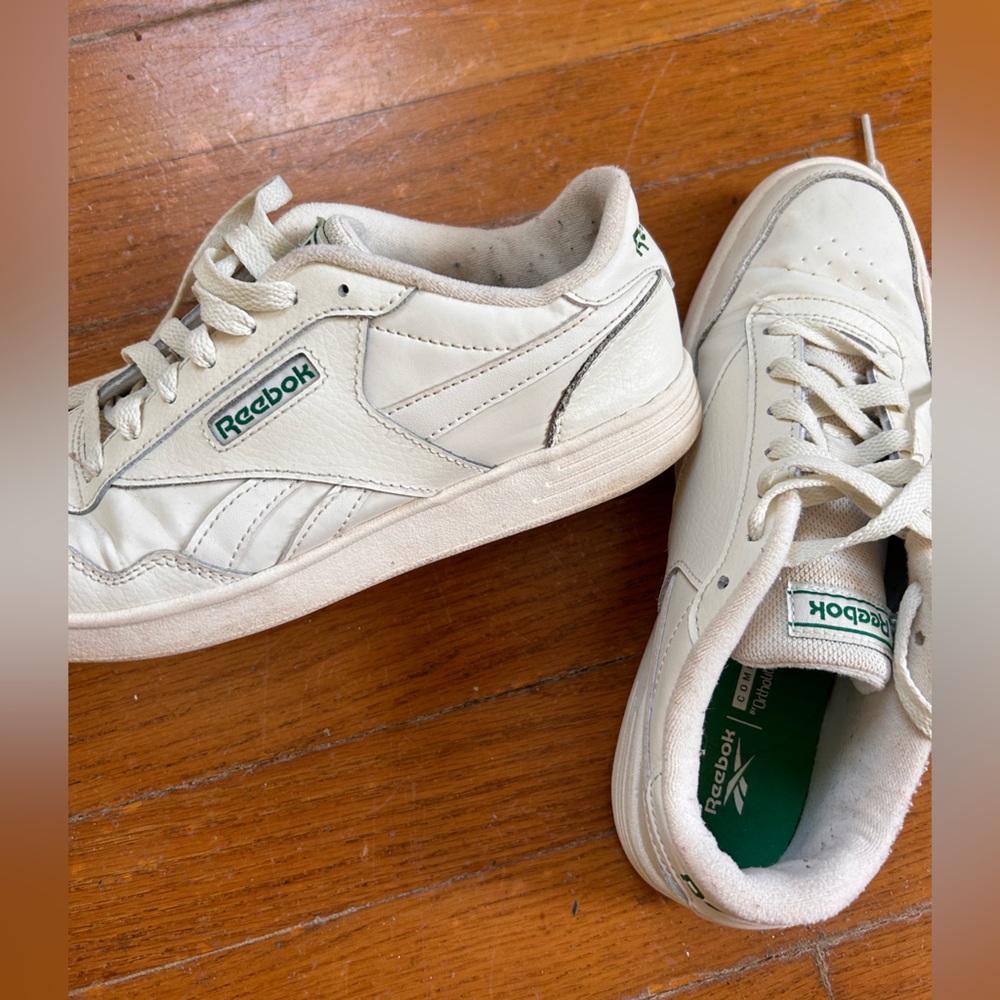 Reebok white and green sneakers